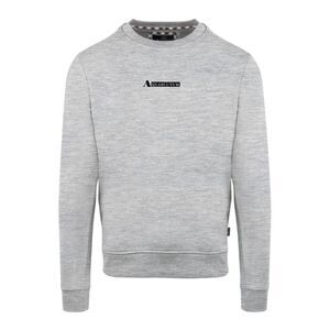 Aquascutum Mens Cotton Blend Ribbed Collar Regular Sweatshirt / Gray